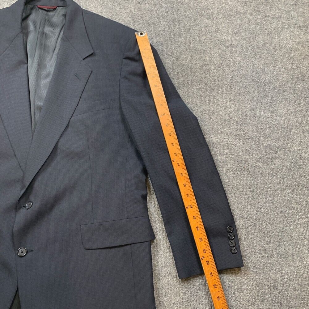 Vintage Hart Schaffner Marx Blazer Mens 44R Navy Windowpane Sport Coat Made USA - Picture 6 of 16